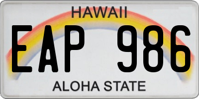 HI license plate EAP986