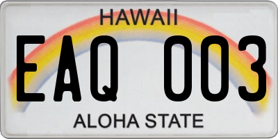 HI license plate EAQ003