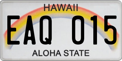 HI license plate EAQ015