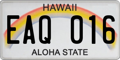 HI license plate EAQ016