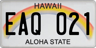 HI license plate EAQ021