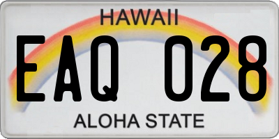 HI license plate EAQ028