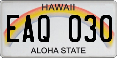 HI license plate EAQ030