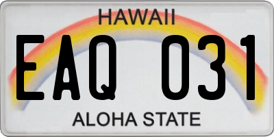 HI license plate EAQ031