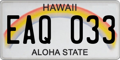 HI license plate EAQ033