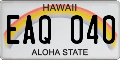 HI license plate EAQ040