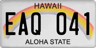 HI license plate EAQ041