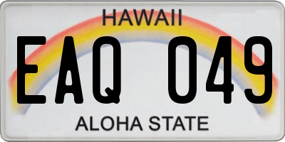 HI license plate EAQ049