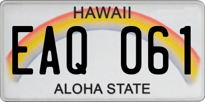 HI license plate EAQ061