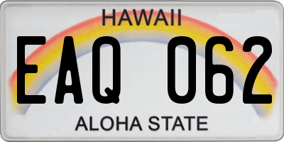 HI license plate EAQ062