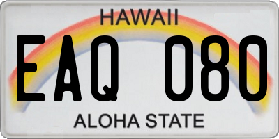 HI license plate EAQ080