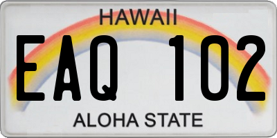 HI license plate EAQ102