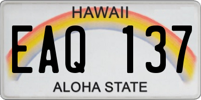 HI license plate EAQ137