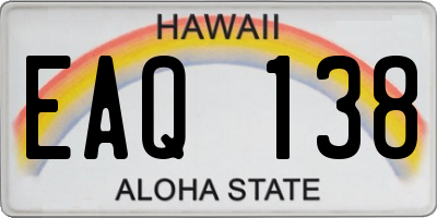 HI license plate EAQ138