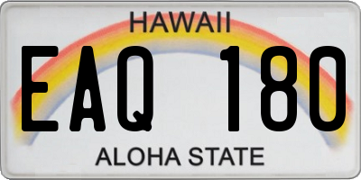 HI license plate EAQ180