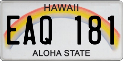 HI license plate EAQ181