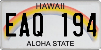 HI license plate EAQ194