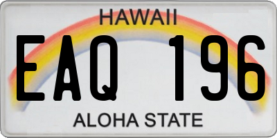 HI license plate EAQ196