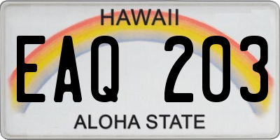 HI license plate EAQ203