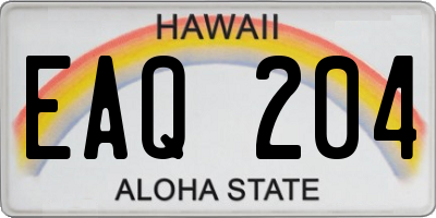 HI license plate EAQ204