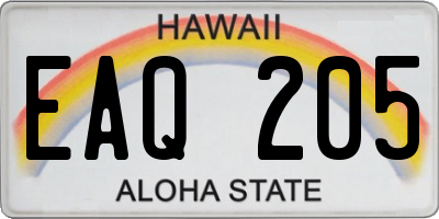HI license plate EAQ205