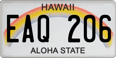 HI license plate EAQ206