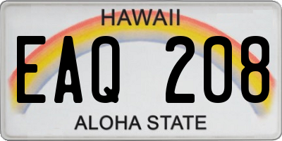 HI license plate EAQ208