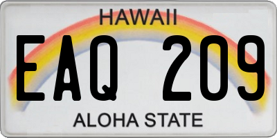 HI license plate EAQ209
