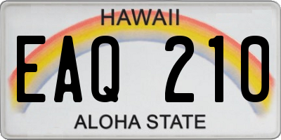 HI license plate EAQ210