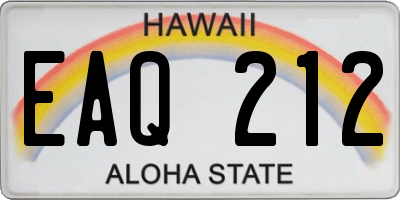 HI license plate EAQ212