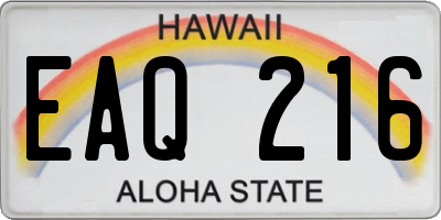 HI license plate EAQ216