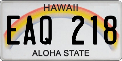 HI license plate EAQ218