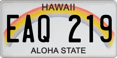 HI license plate EAQ219