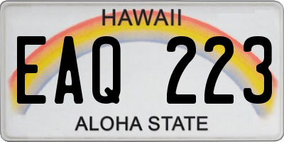 HI license plate EAQ223