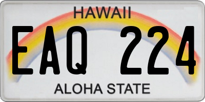 HI license plate EAQ224