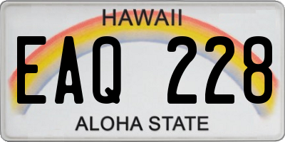 HI license plate EAQ228