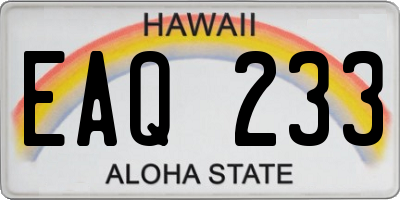 HI license plate EAQ233