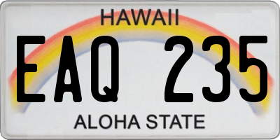 HI license plate EAQ235