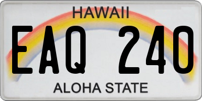 HI license plate EAQ240