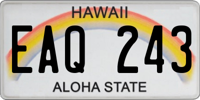 HI license plate EAQ243