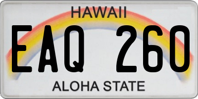 HI license plate EAQ260