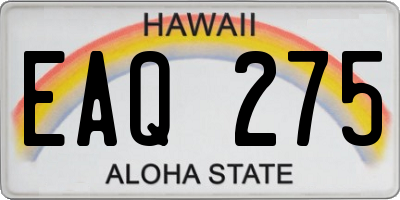 HI license plate EAQ275