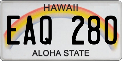HI license plate EAQ280