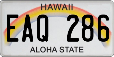 HI license plate EAQ286