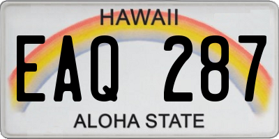 HI license plate EAQ287