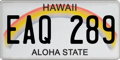 HI license plate EAQ289
