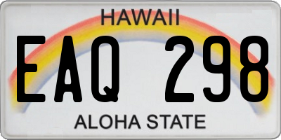 HI license plate EAQ298
