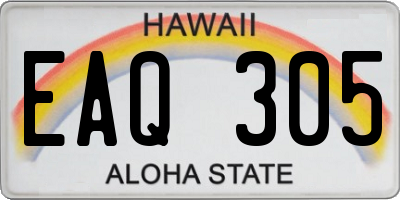 HI license plate EAQ305