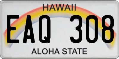 HI license plate EAQ308