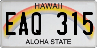 HI license plate EAQ315